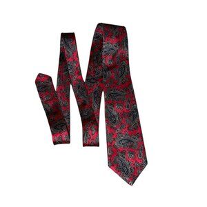 Hastings Bay Red and black paisley silk tie tie